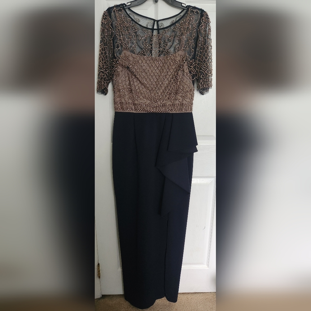 Elegant Black and Brown Beaded Women's Dress